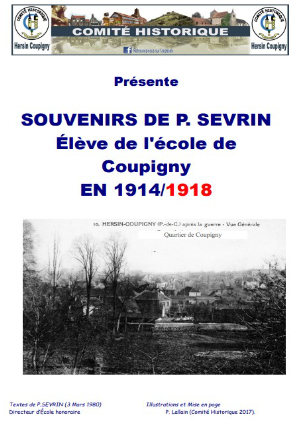 Souvenirs de P. Sevrin. Elève de l'école de Coupigny en 1914/1918
